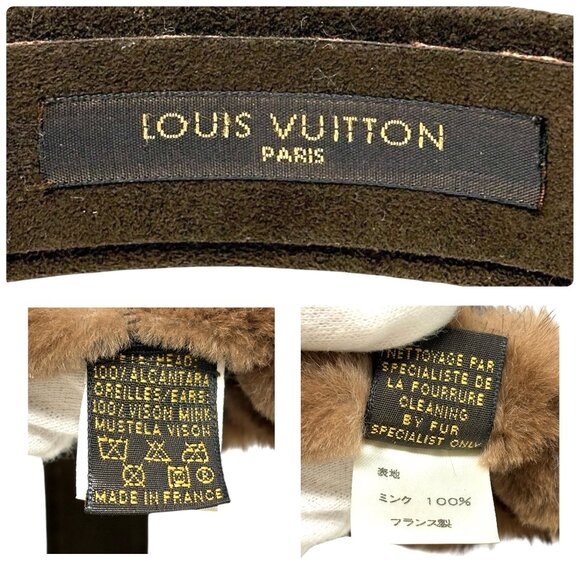 LOUIS VUITTON Vintage LV Monogram Mink Earmuffs Brown Gold Suede [106418] - Picture 15 of 15